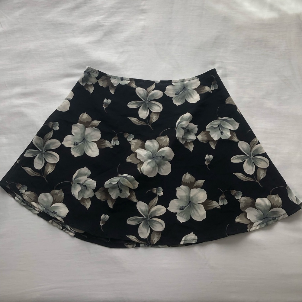 Collection B Black Skater Skirt with Cream Floral Print